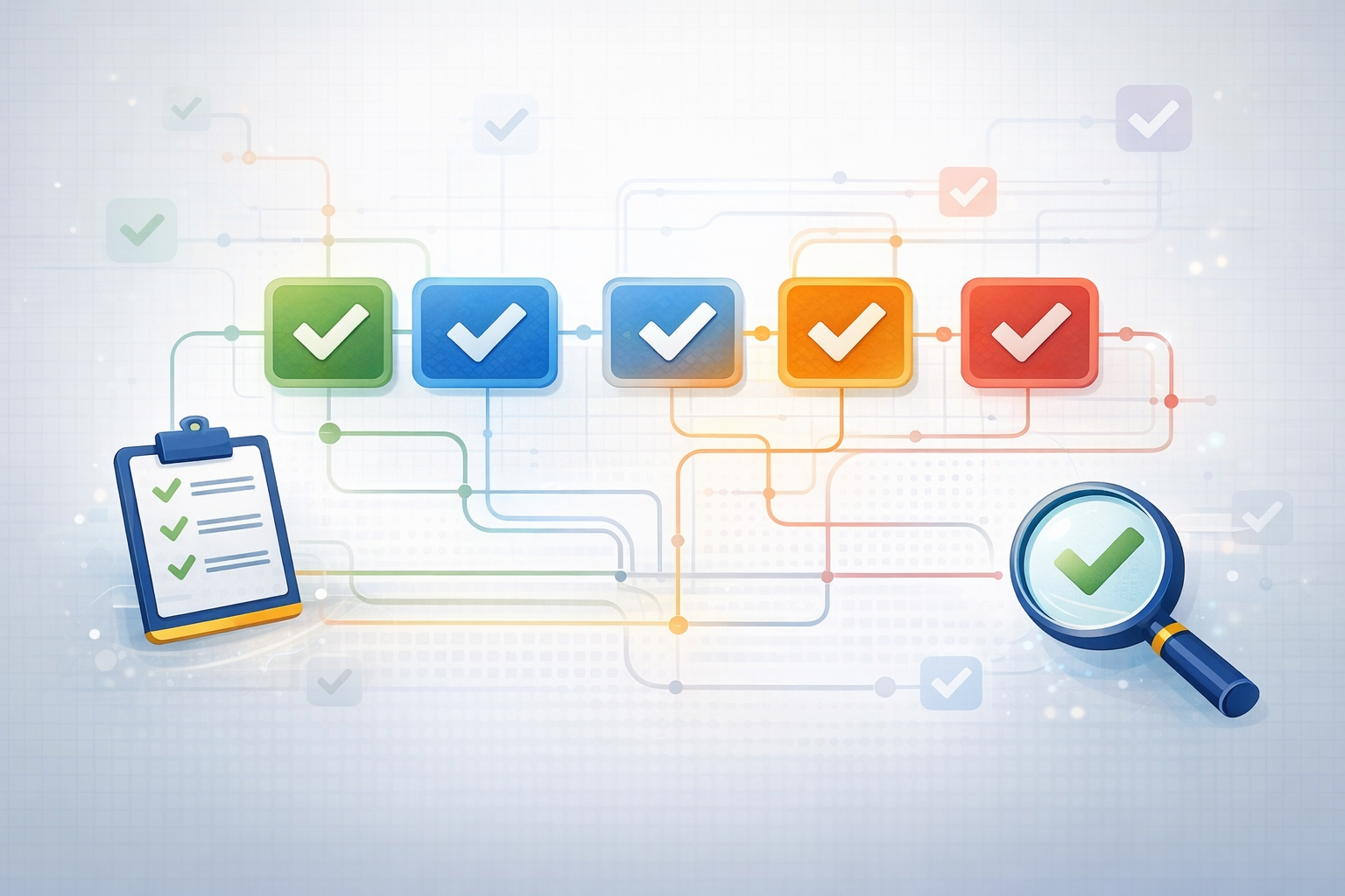 Ilustração abstrata institucional de apoio à validação e ao método da Health Angels Holding.